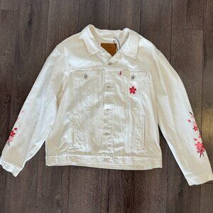 Levi's White Denim Trucker Jacket Men's XL - Tokyo Exclusive Cherry Blossoms